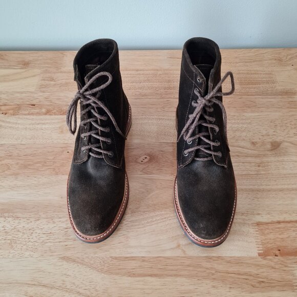 Nisolo Amalia All Weather Suede Lace Up Ankle Boots Booties Dark Olive 8 - Picture 2 of 7